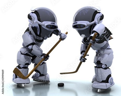 Illustration: Robots playing icehockey Robots playing icehockey