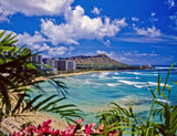 waikiki beach and diamond head in hawaii - Fine Art prints
