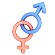 male and female sex symbols isolated over white background