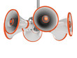 megaphones isolated on white background 3d illustration