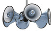 megaphones isolated on white background 3d illustration