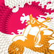 Modern background with stylized scooter.