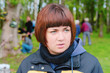 Portrait of the young girl with short hair