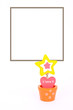 Potted flower of love and wood frame