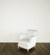 empty room chair on white wall