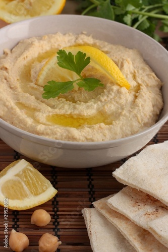 Photo: hummus and pitta bread hummus and pitta bread