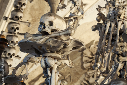 Photo: Real human skull in bone chapel in Kutna Hora, Czech Republic Real human skull in bone chapel in Kutna Hora, Czech Republic