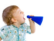 Photo: baby boy shouting through a toy baby boy shouting through a toy