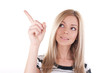 Cute blonde to point the finger