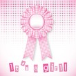 Baby pink card announcement with cockade