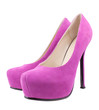 Pink  high heeled shoes on white