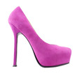 Pink  high heeled shoes on white