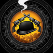 Vintage background with guns and hat.