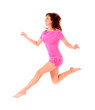 Happy woman jumping isolated on white Happy woman jumping isolated on white