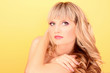 Beautiful woman on yellow background Beautiful woman on yellow background