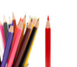 A bunch of color pencils pointing up. A bunch of color pencils pointing up.