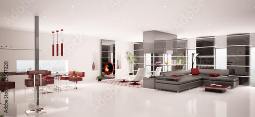 Illustration: Apartment Interior Panorama 3d render Apartment Interior Panorama 3d render