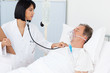 Nurse whith her mature  patient