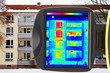 tenement house and screen of thermal imaging camera
