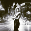 girl over night city background girl over night city background