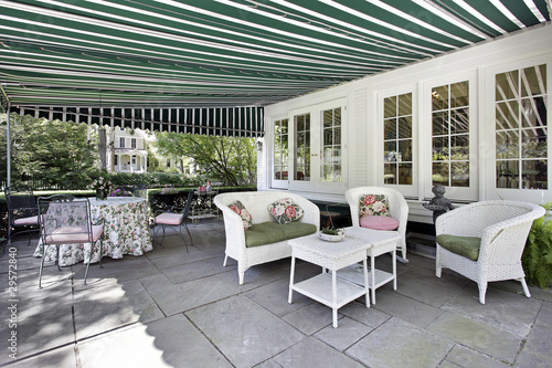 Photo: Patio with green awning Patio with green awning