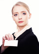Business woman holidng a visiting card