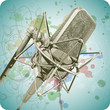 Professional Microphone & Floral calligraphy ornament - a styliz Professional Microphone & Floral calligraphy ornament - a styliz