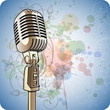 Retro Microphone & Floral calligraphy ornament - a stylized orch Retro Microphone & Floral calligraphy ornament - a stylized orch