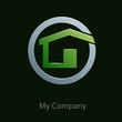 Logo house in the circle, black background # Vector