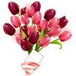 Bunch of tulips and small card isolated on white background Bunch of tulips and small card isolated on white background