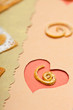 Card from textured paper with hearts