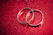 wedding rings on waterdrop background