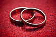 wedding rings on waterdrop background