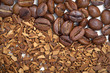 background from coffee grains and soluble coffee