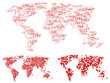 Map of the world, composed of hearts and the inscription 