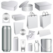Blank packaging templates collection. Set of white dummies