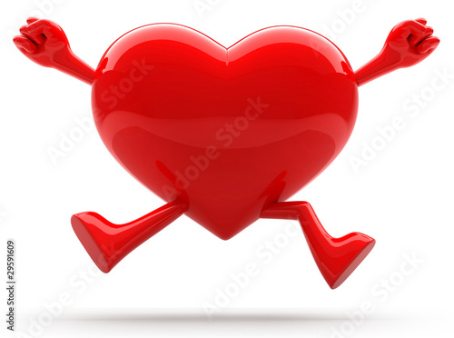 Illustration: Heart shaped mascot jumping for joy Heart shaped mascot jumping for joy