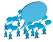 one person with big speech bubble symbolizing louderness