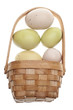 Speckled Easter Eggs in a Basket Isolated