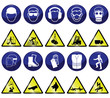 Construction related mandatory & hazards icons and signs
