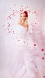 Beautiful bride with wedding hairstyle side view Beautiful bride with wedding hairstyle side view