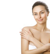 Beautiful Young Woman applying moisturizer. Spa concept Beautiful Young Woman applying moisturizer. Spa concept