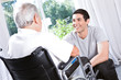 Young volunteer in retirement house