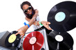 cool afro american DJ in action isolated on white