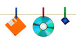 CD, floppy disk and flash card on clothespins CD, floppy disk and flash card on clothespins