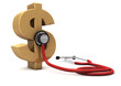 red stethoscope around a gold dollar symbol isolated red stethoscope around a gold dollar symbol isolated