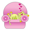 Vector illustration. Valentine love cat.