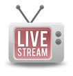 Cartoon-style TV Icon with "Live Stream" wording on screen