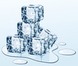 Vector: Ice cube on water surface, illustration Ice cube on water surface, illustration