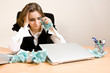Young businesswoman crying